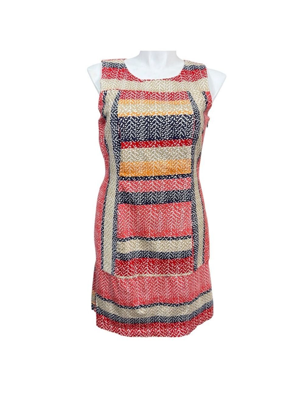 Robbie Bee Sleeveless Sheath Dress Size 16 Multicolor Stripe Retro Style
